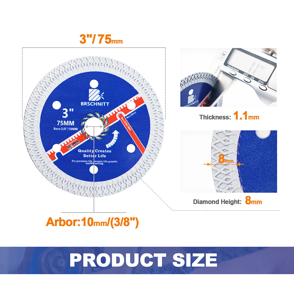 Diamond Porcelain Blade Tile Cutting Disc for Ceamic Marble Granite 2pcs 3-10 in