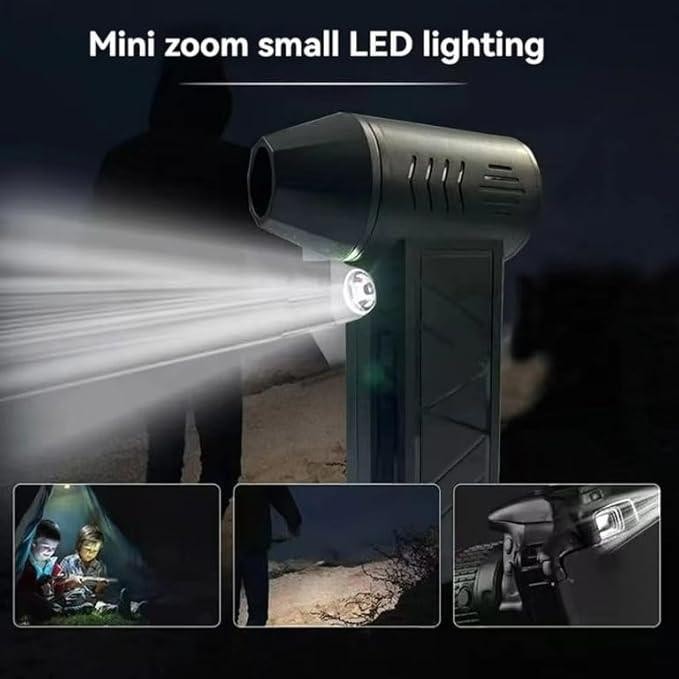 Mini Air Duster Jet Dry Blower Turbo Fan 130000RPM Cordless Electric Fan LED