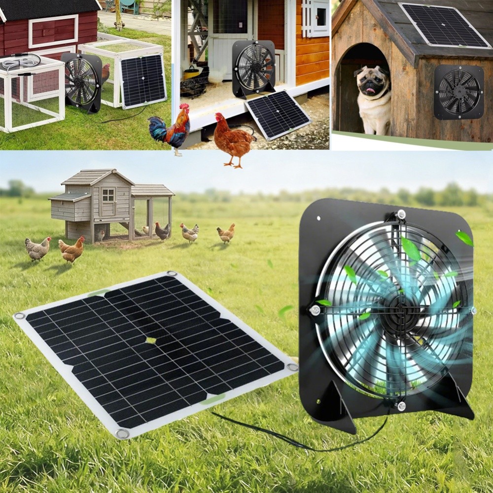 10.5in Solar Powered Fan for Shed,Chicken Coop,Greenhouse Waterproof Exhaust Fan