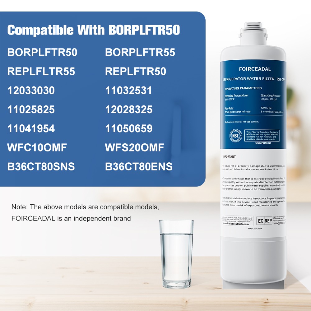 2Pieces BORPLFTR50 Replacement for Bosch Ultra Clarity Pro WFC100MF Water Filter