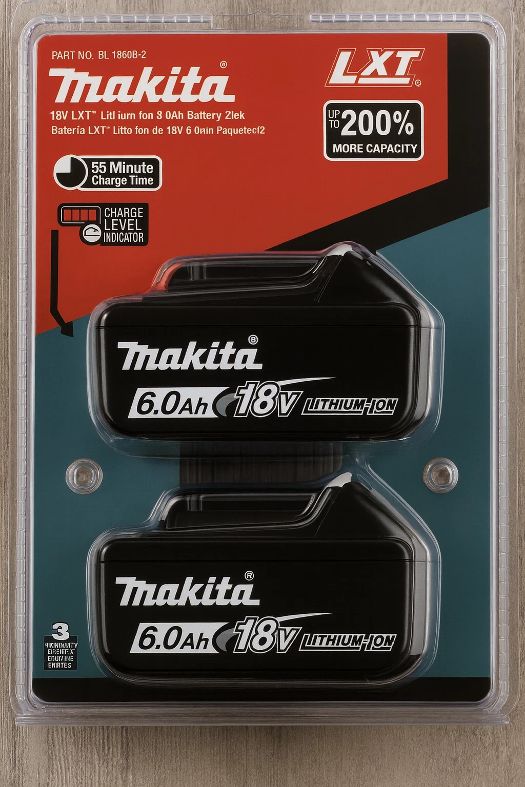 2-Pack Makita BL1860B-2 18V LXT Lithium-Ion 6.0Ah Battery New USA Ship