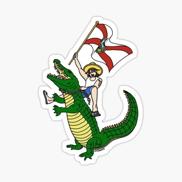 florida man riding gator funny Sticker laptop/ tumbler / wall sticker