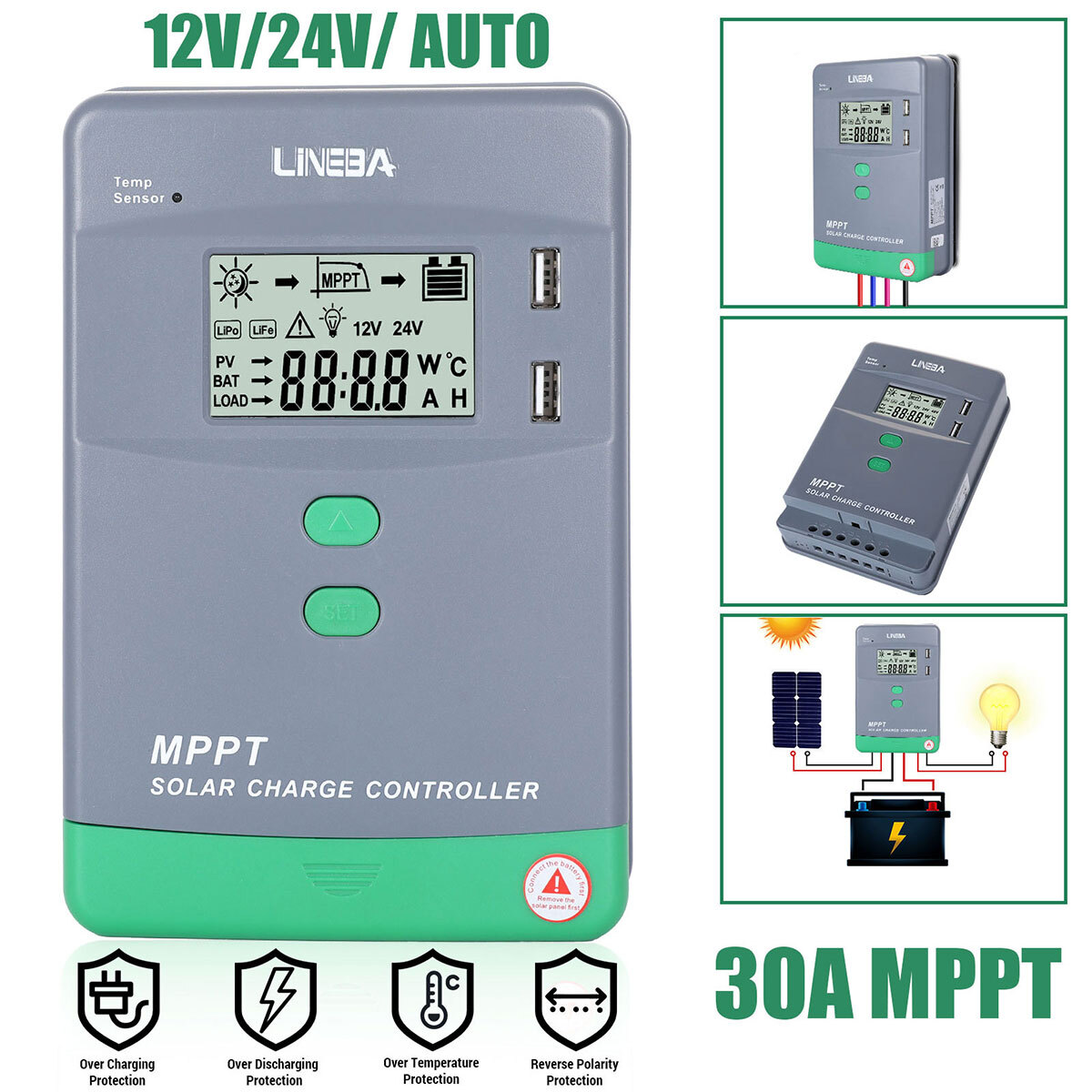 MPPT Solar Charge Controller 100 Amp 12V 24V 36V 48V Auto Solar Panel Controller