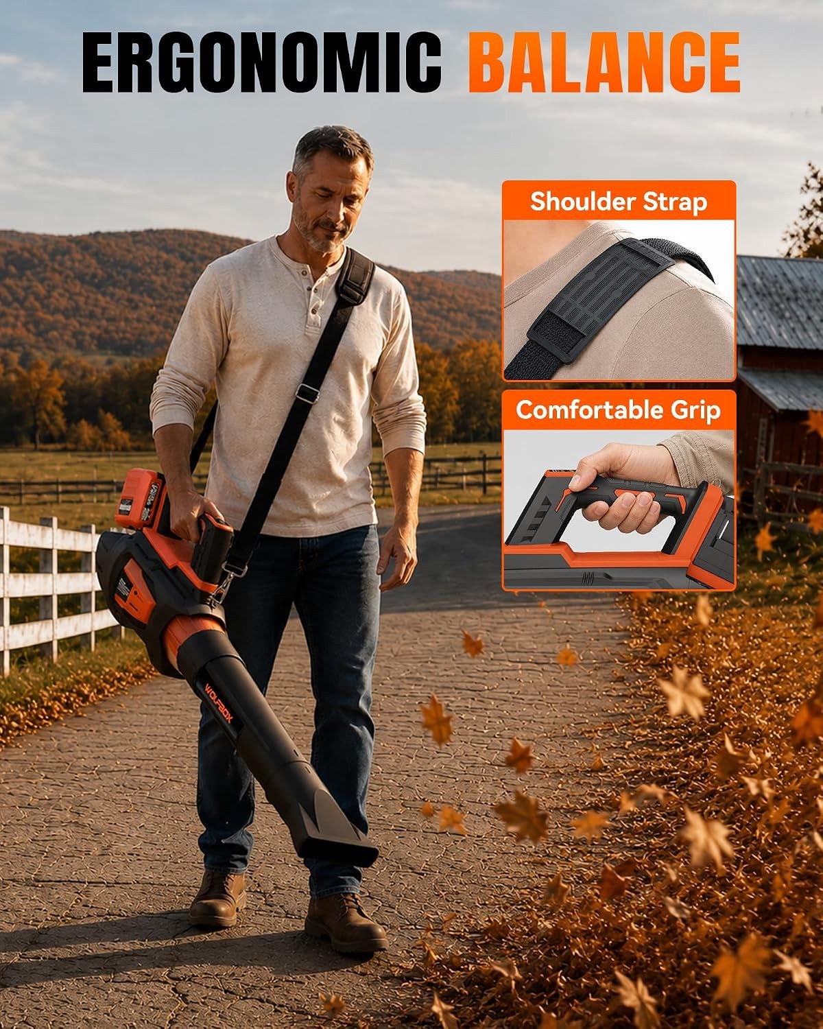 WOLFBOX MT600 Cordless Leaf Blower 620 CFM 150 MPH 2 Batteries Dual-Port Charger
