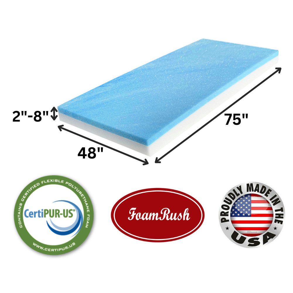 FoamRush Bunk (48″ x 75″) Cooling Gel Memory Foam RV Mattress Medium Firm USA