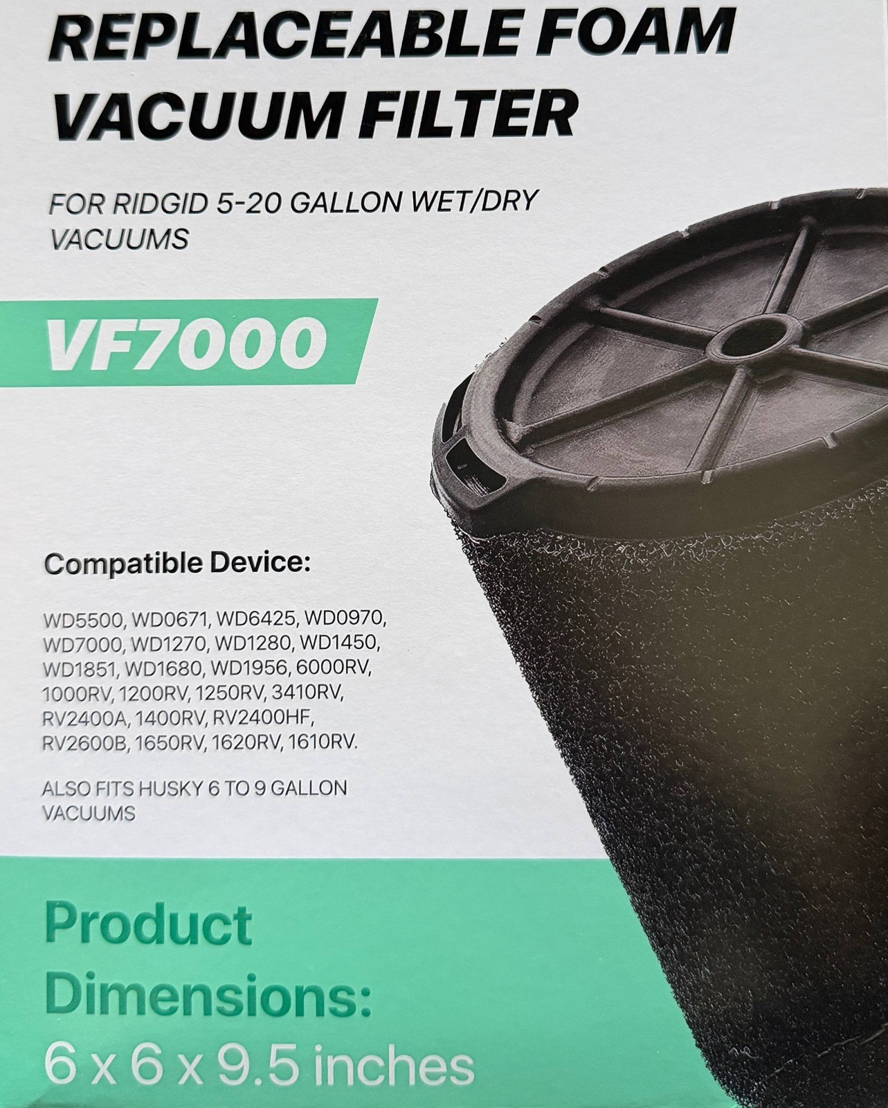 VF7000 Replaceable Foam Filter For Ridgid Wet Dry Vacuums 5-20 Gallon
