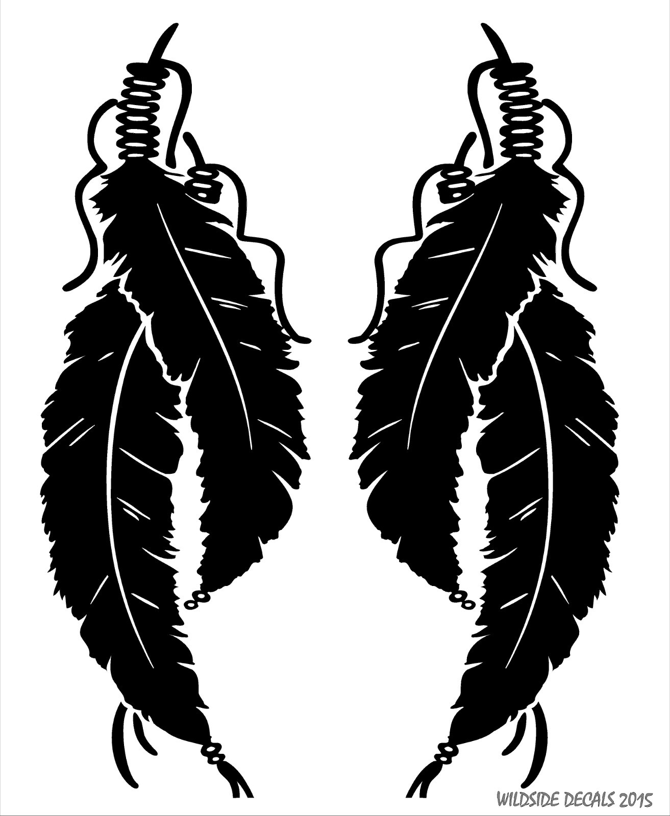Native American Feathers Decals Detailed mirrored image decal vinyl sticker