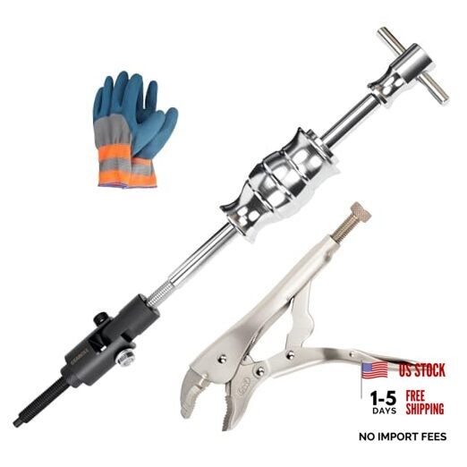 Locking Pliers Slide Hammer Puller Set, 9.8 in Locking Pliers 2 lb Slide