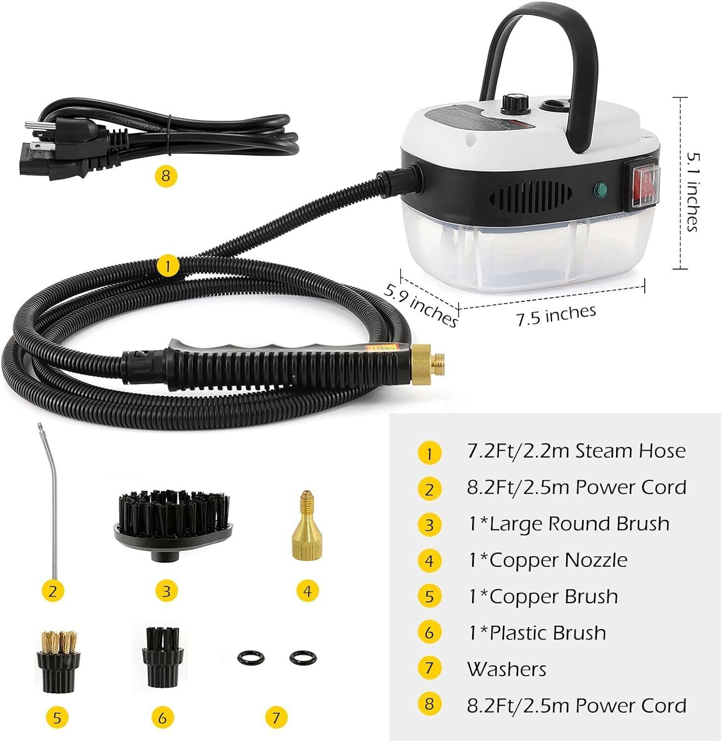 2500W Handheld Car Detailing Cleaning Machine High Temp Steam Cleaner Household