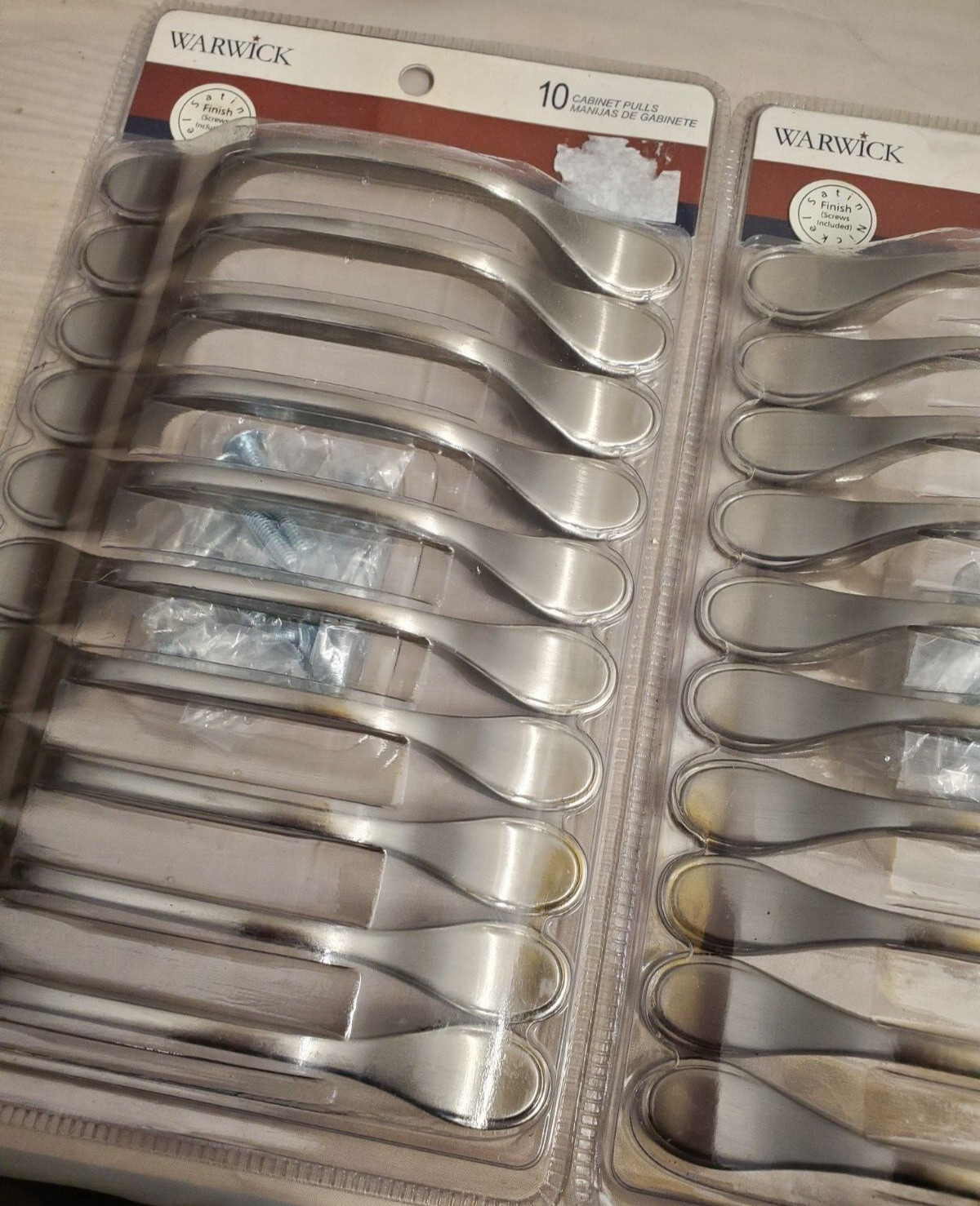 Warwick Satin Nickel Cabinet Pulls ~ TWO New 10 Packs ~ Contemporary Style
