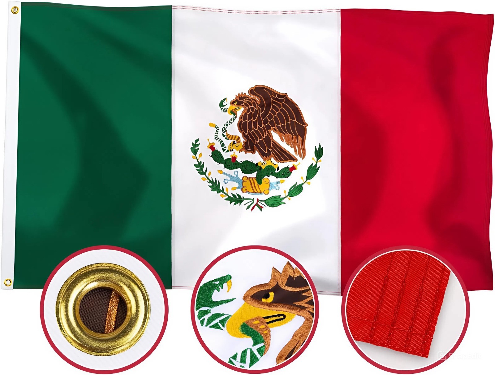 Mexico Flag 3×5 Ft Embroidered Mexican National Flag Polyester Brass Grommets