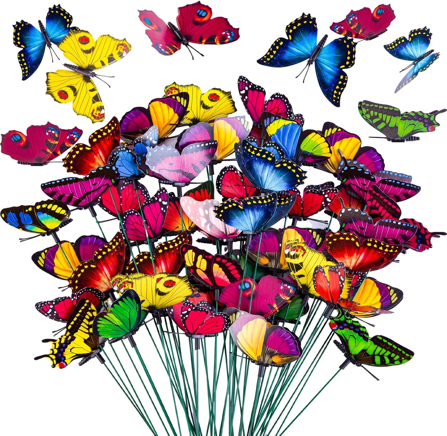 Butterfly Garden Decorations 9.8in Plastic Butterfly Stakes Ornaments Waterproof