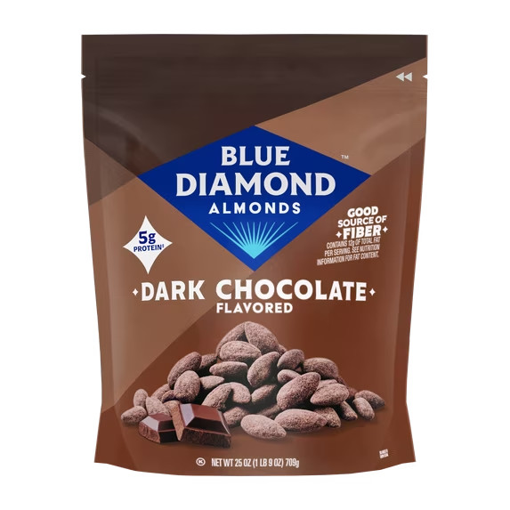 Blue Diamond Almonds Oven Roasted Dark Chocolate Flavored Almonds, 25 oz New