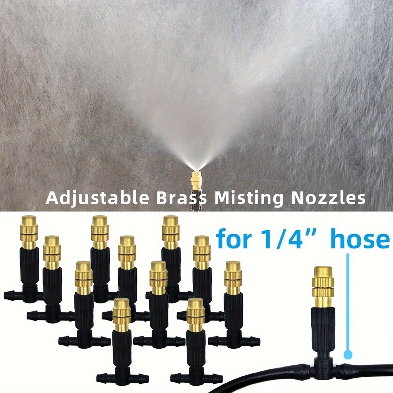 Outdoor Misting Cooling System Kit – Adjustable Brass Nozzles for Garden & Patio