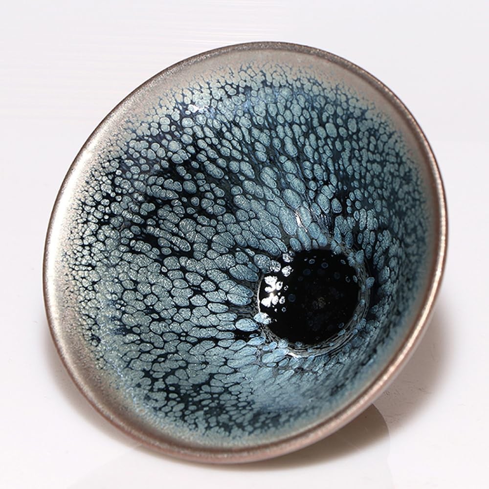 Apingjenz Tenmokus Tea Cup Bowl Oilspot Glaze, Ceramic Jianzhan Teacup 80ml 2.71