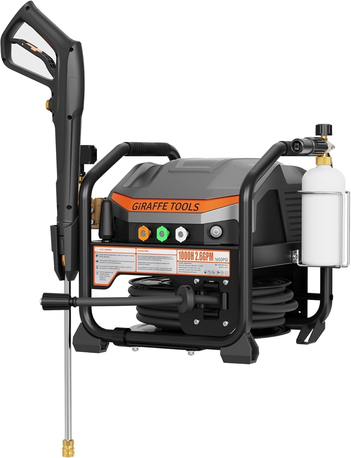 Giraffe Tools Retractable Pressure Washer Ultra Flow Max 2.6GPM Brushless Motor