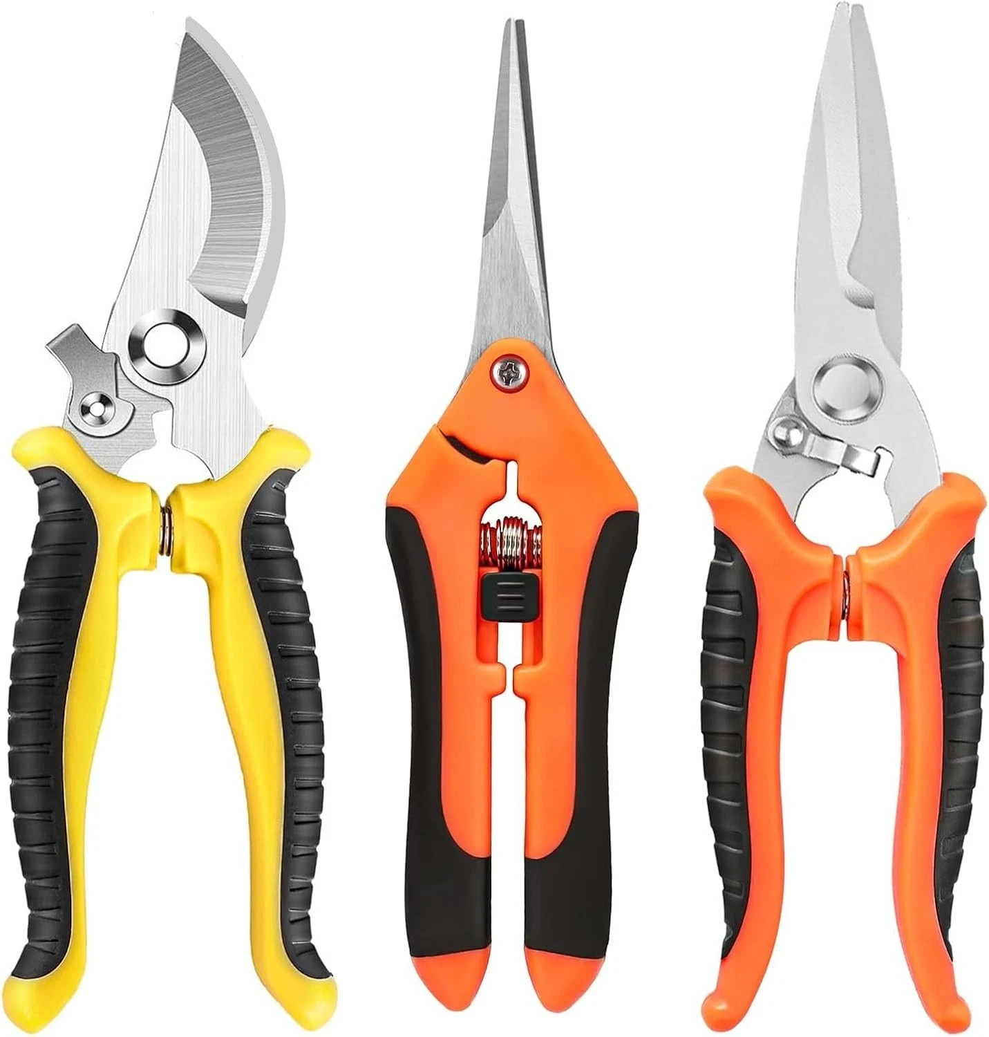 Pruning Shears, 3 Pack Garden Shears, Clippers Handheld, Stainless Steel