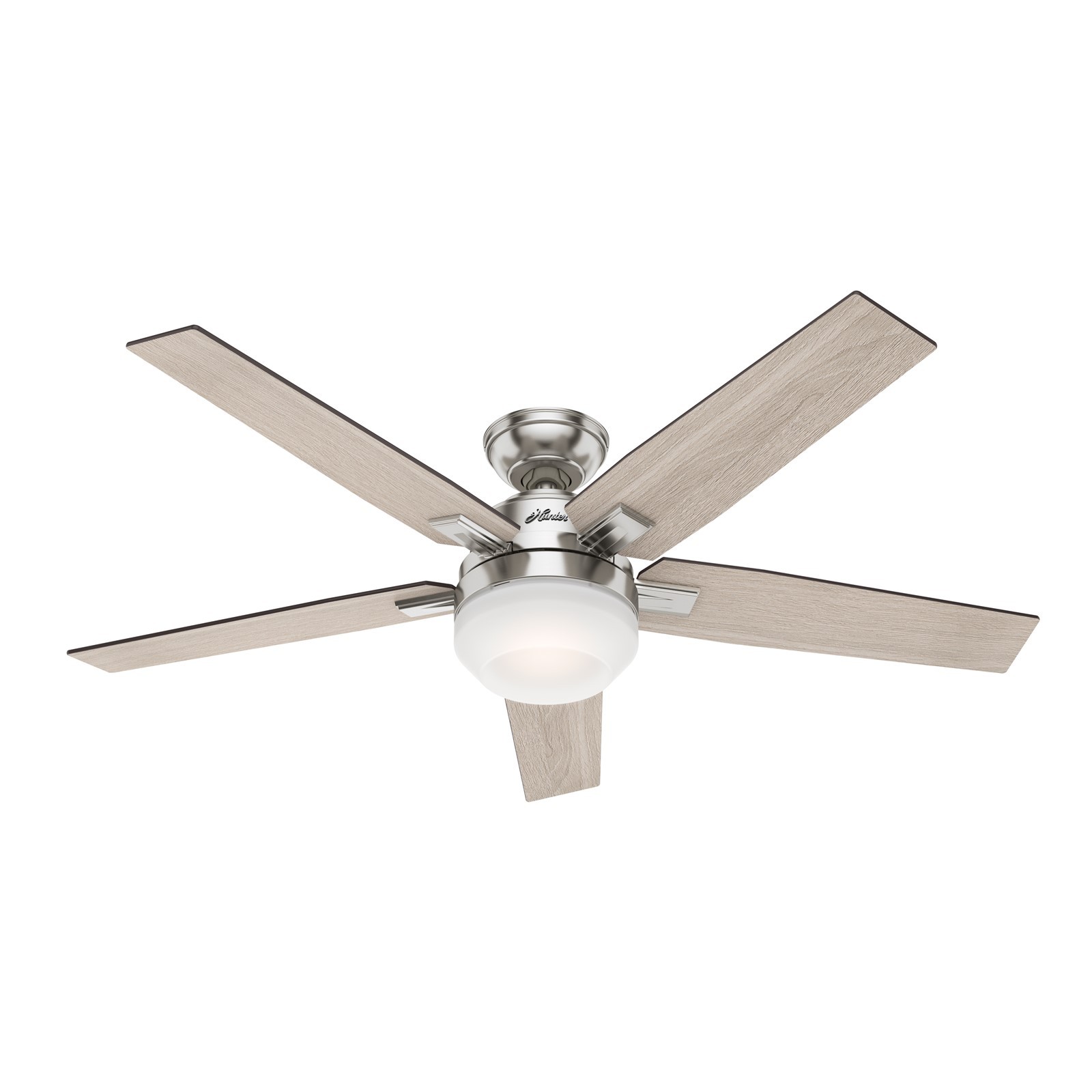 Hunter Fan 52 inch Contemporary Brushed Nickel Ceiling Fan with Remote and Light