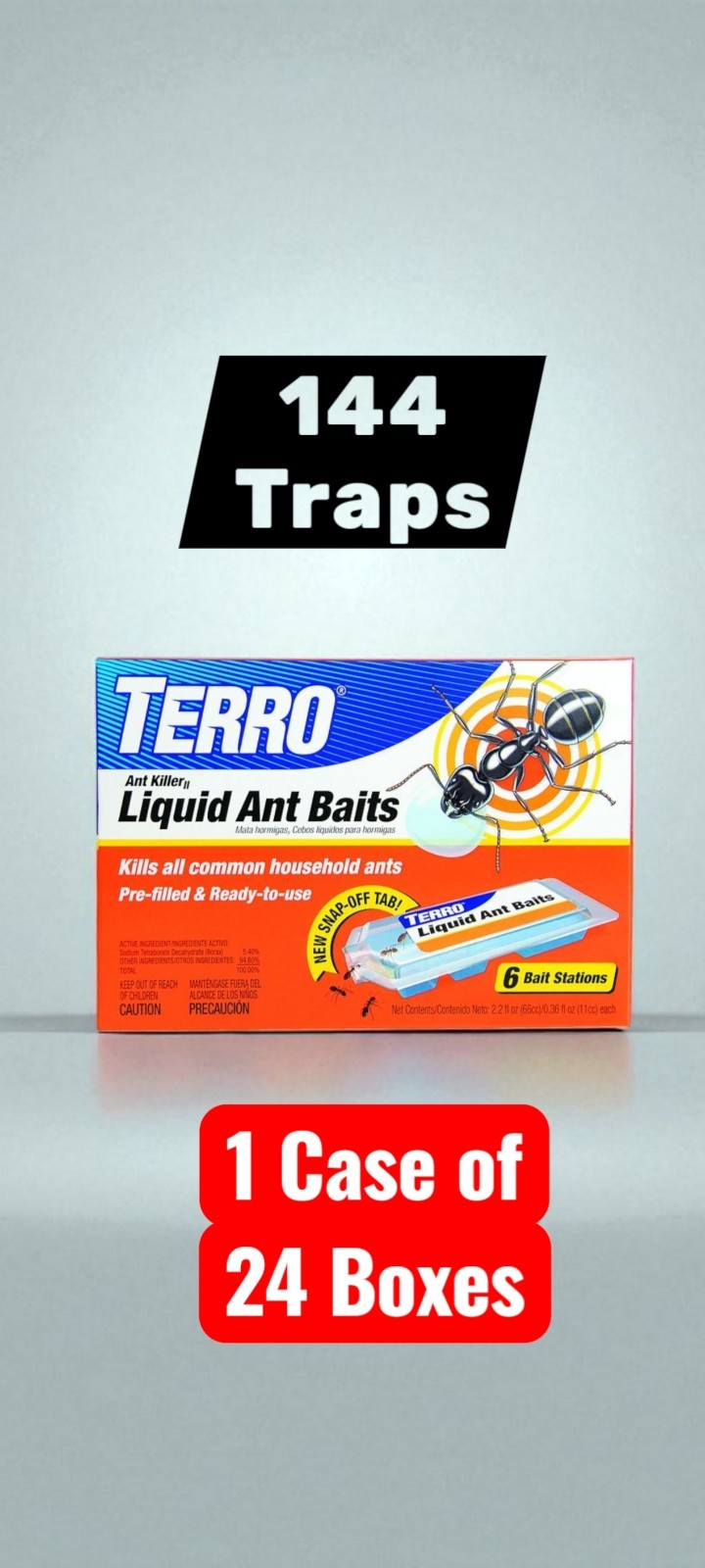 24 Boxes TERRO Liquid Ant Bait Ant Killer 6 Bait Stations