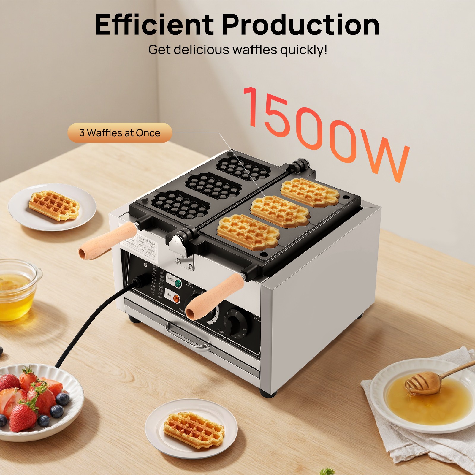 1500W Commercial Electric Honeycomb Waffle Pop Maker Baker Machine Nonstick
