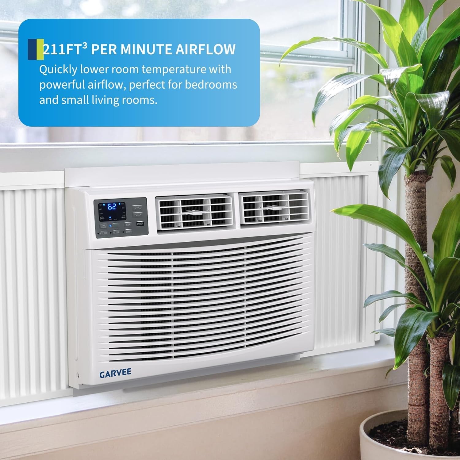 8,000 BTU Window Air Conditioner Cooling and Heating R32 Remote Control, Wi-Fi