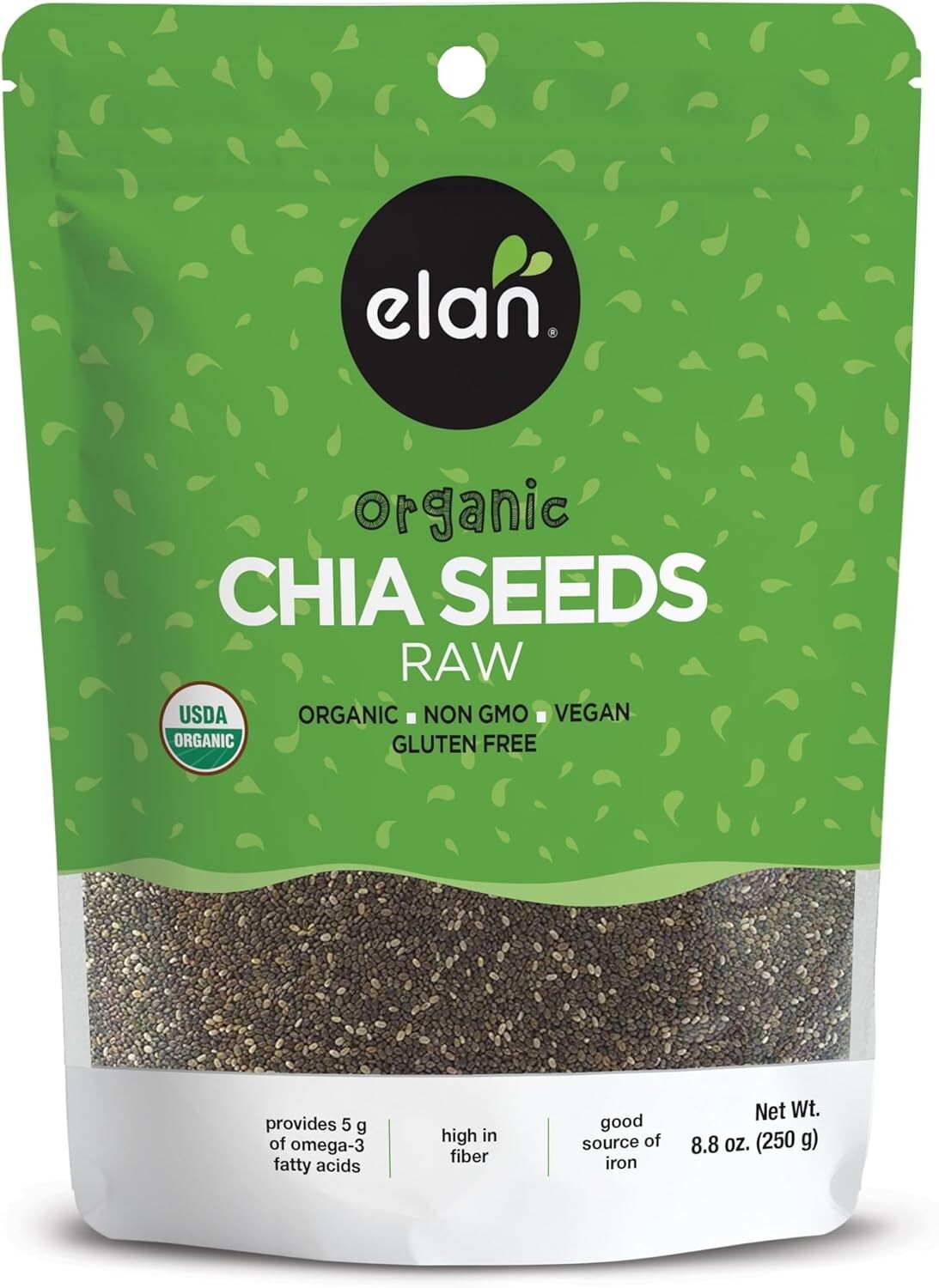 Elan Organic Chia Seeds, Non-GMO, Vegan, Gluten-Free , 8.8 oz