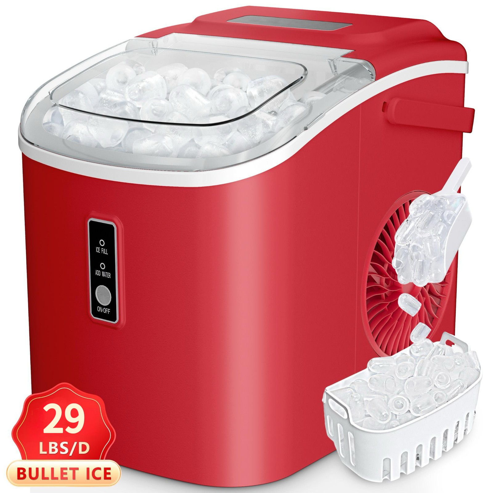 Portable countertop ice maker can make 28 pounds of ice in 24 hours ice machine