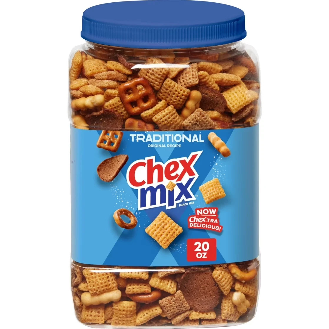 Chex Mix Traditional Original Recipe Snack Mix, Snacks, Tub, 20 oz