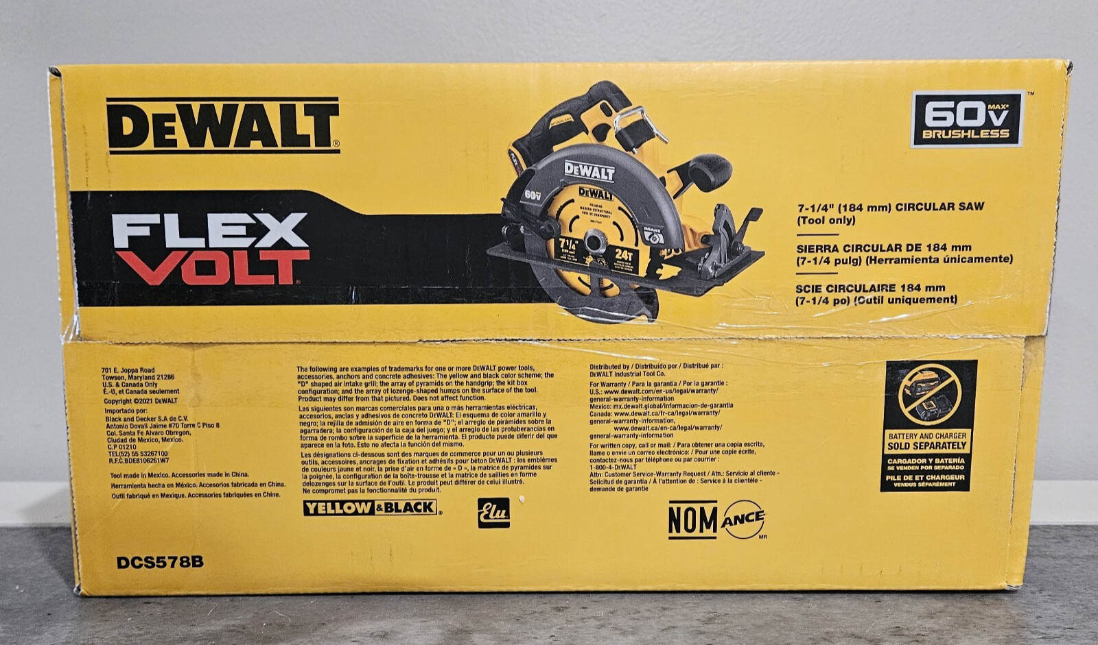 NEW! DeWalt 60 Volt FlexVolt 7 1/4″ Sierra Brushless Circular Saw DCS578B