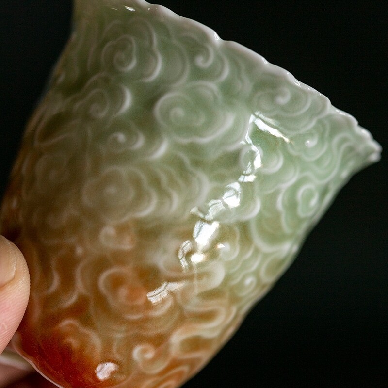 80ml Celadon Porcelain Relief Master Cup Handmade Creative Master Tea Cup China