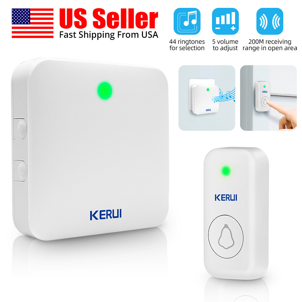 Wireless Doorbell Kit with Plug-in Receiver Cordless Door Chime for Home Office