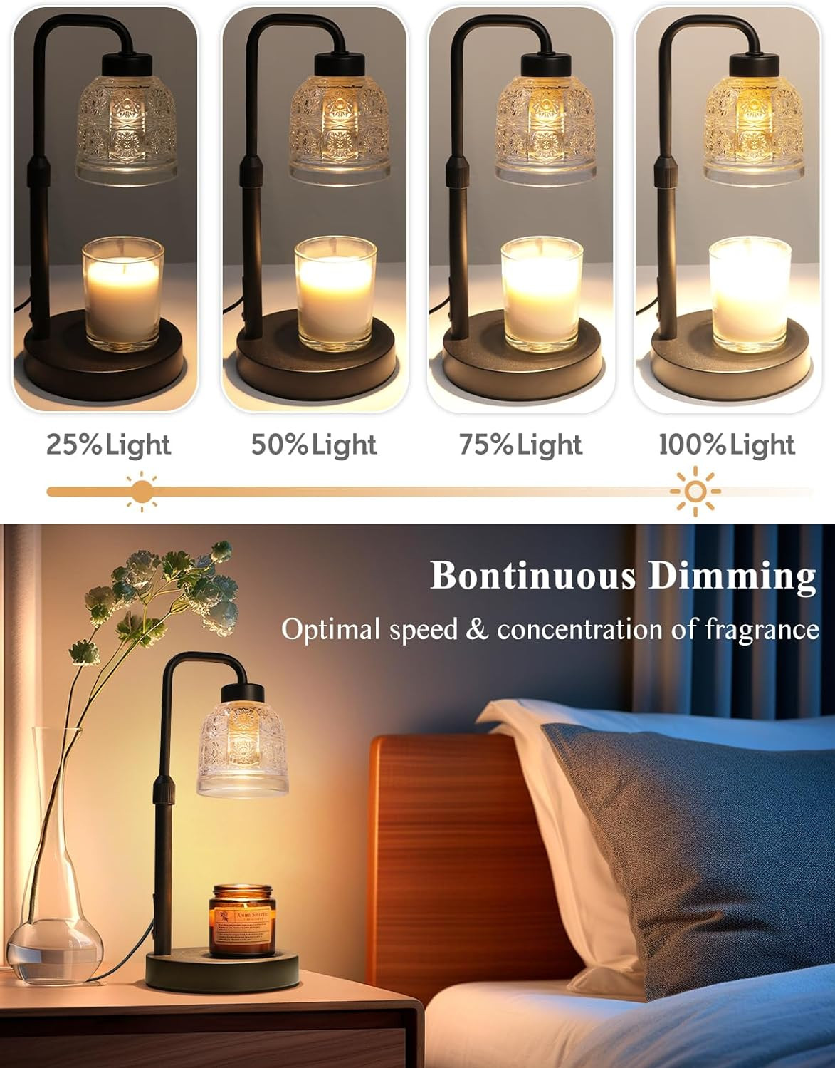 Candle Warmer Lamp with Timer Dimmable, Adjustable Lamp Candle Warmer, Birthday