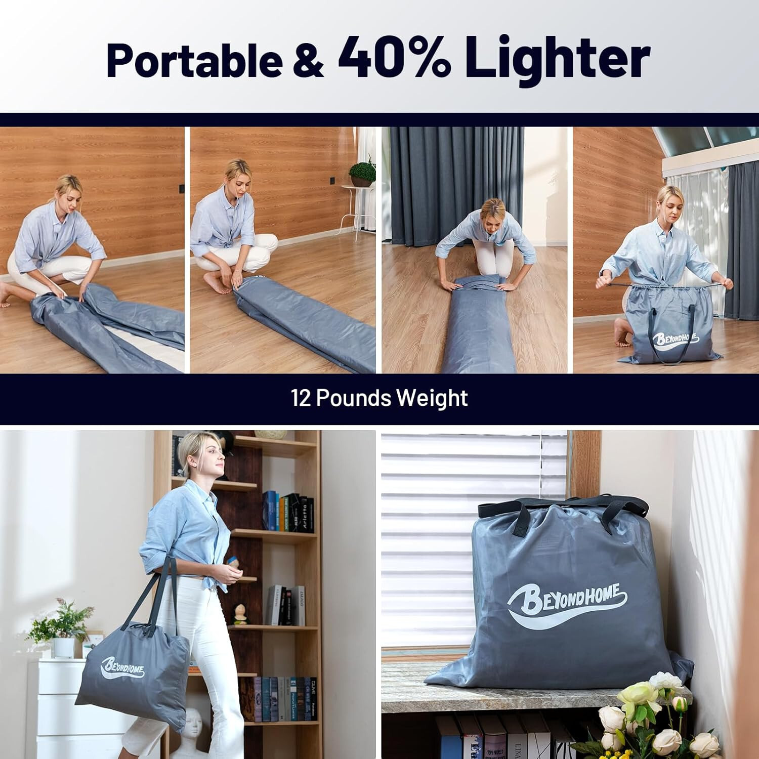 PVC-Free Air Mattress Queen with Built-in Pump, One Button Inflation & Auto Stop
