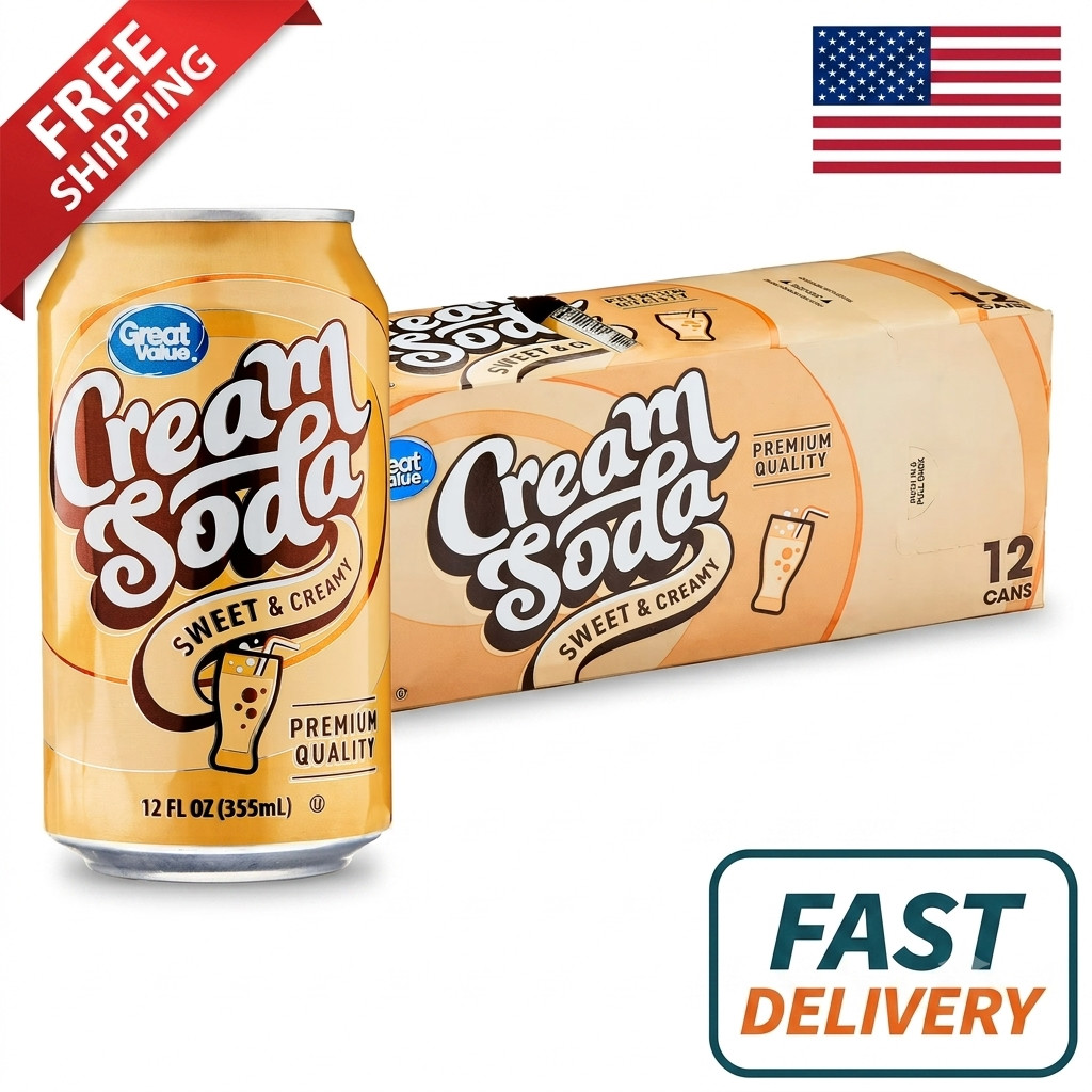 Great Value Cream Soda Pop, 12 fl oz, 12 Pack Cans