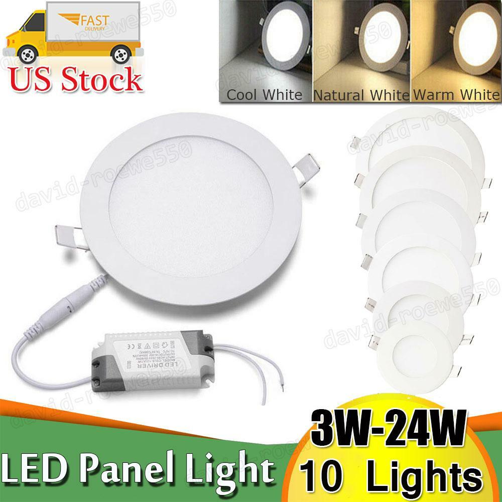10 Packs 3W-24W LED Recessed Ceiling Panel Down Lights Bulb Slim Lamp Fixture US