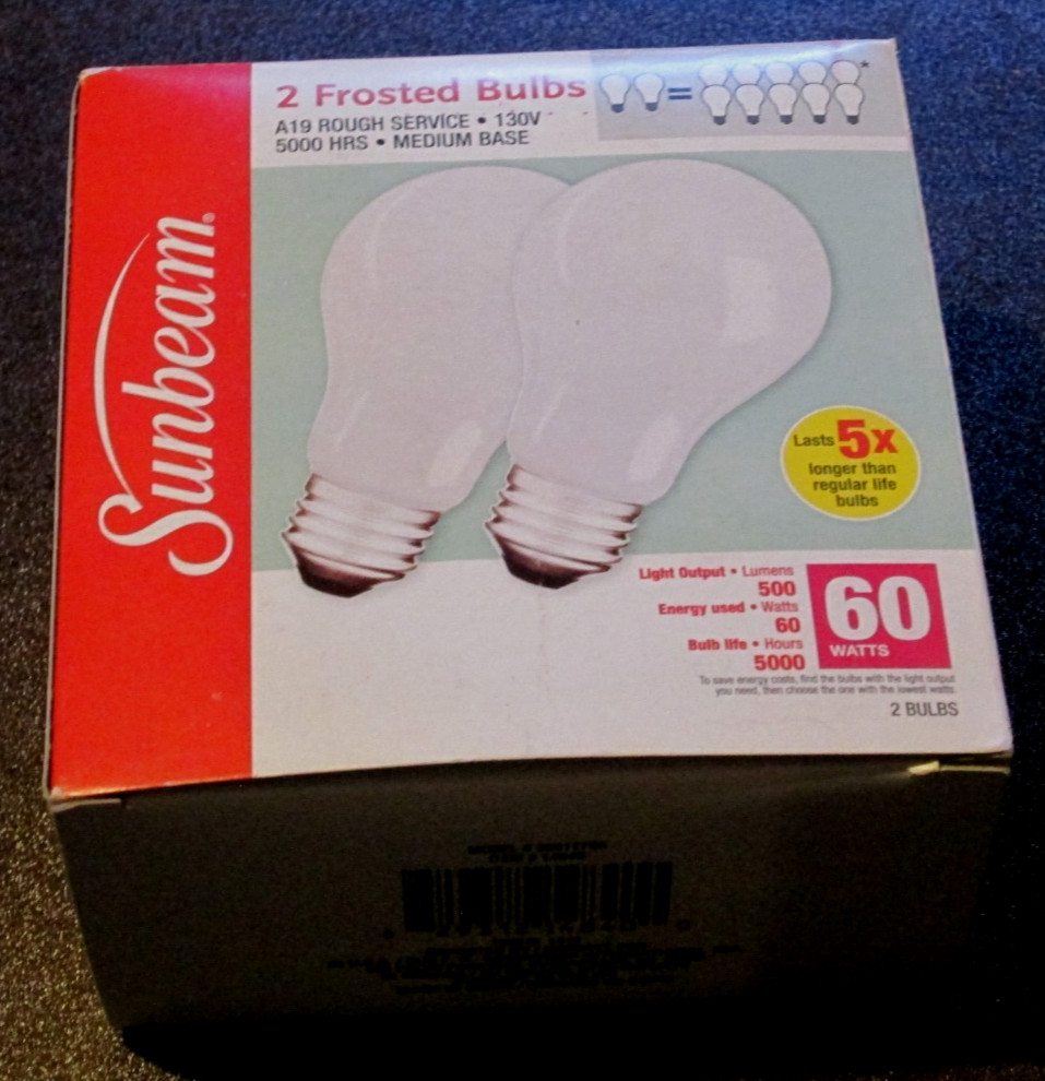 60W A19 Medium Base Frosted Rough Service Light Bulbs – 2 Ct – free shipping