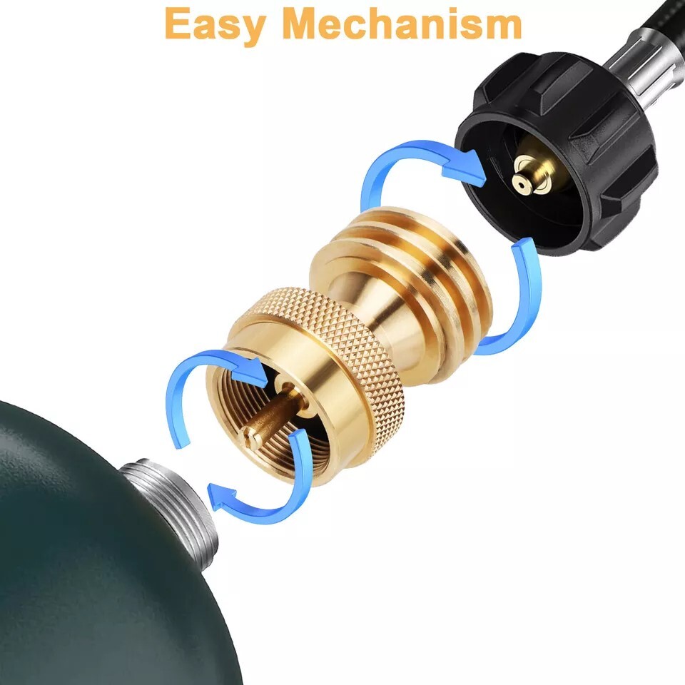 Universal Solid Brass Propane Tank Adapter 20LB to 1LB Converter QCC1 Regulator