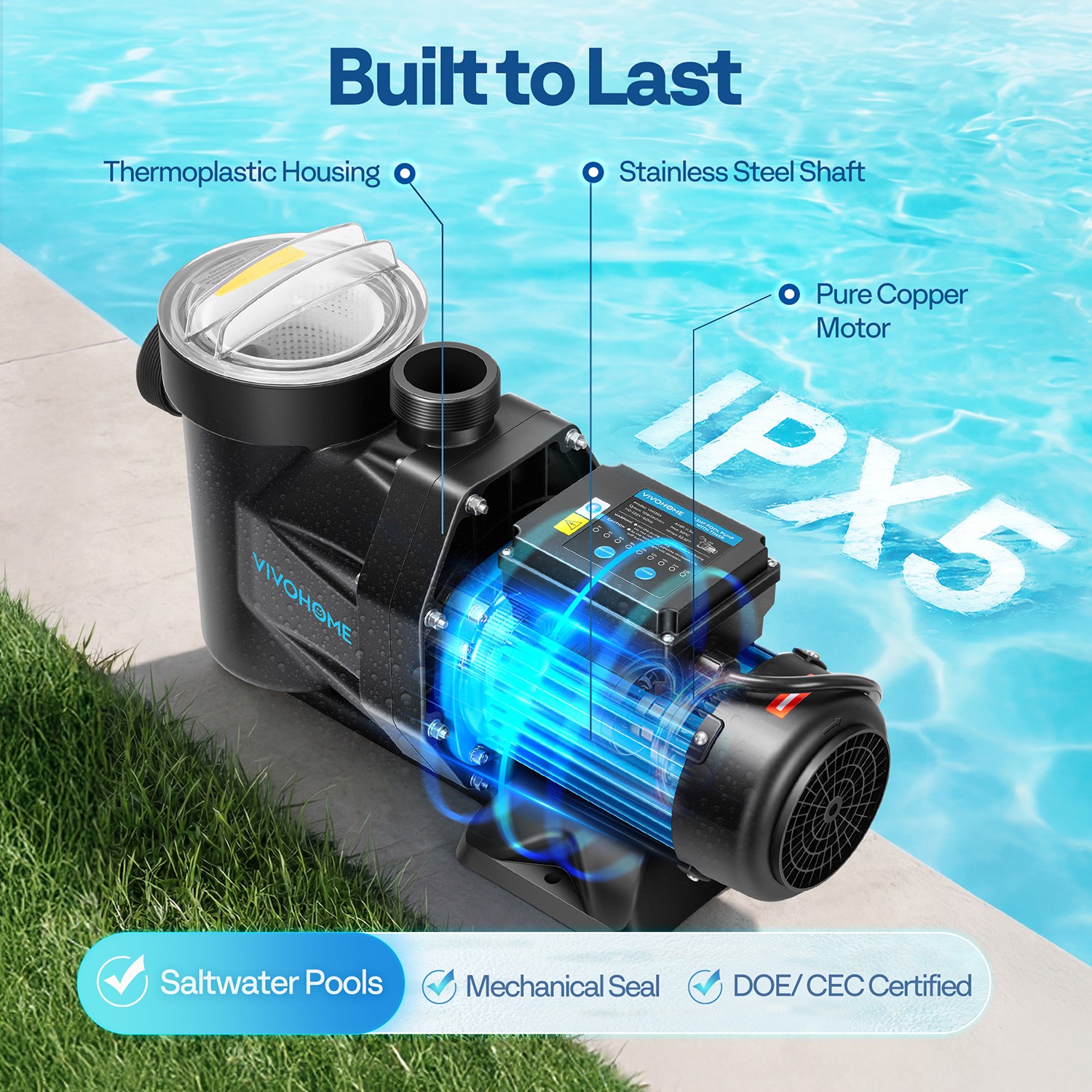 1.5/2.0/2.5HP Self Primming Swimming Pool Pump w/ Timer for in/Above Ground Pool