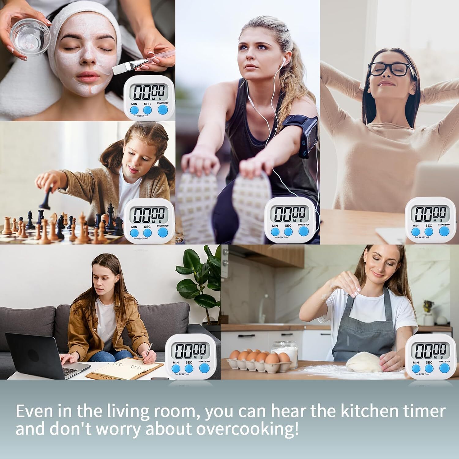 Large LCD Digital Kitchen Cooking Timer Count Down Up Clock Loud Alarm Magnetic