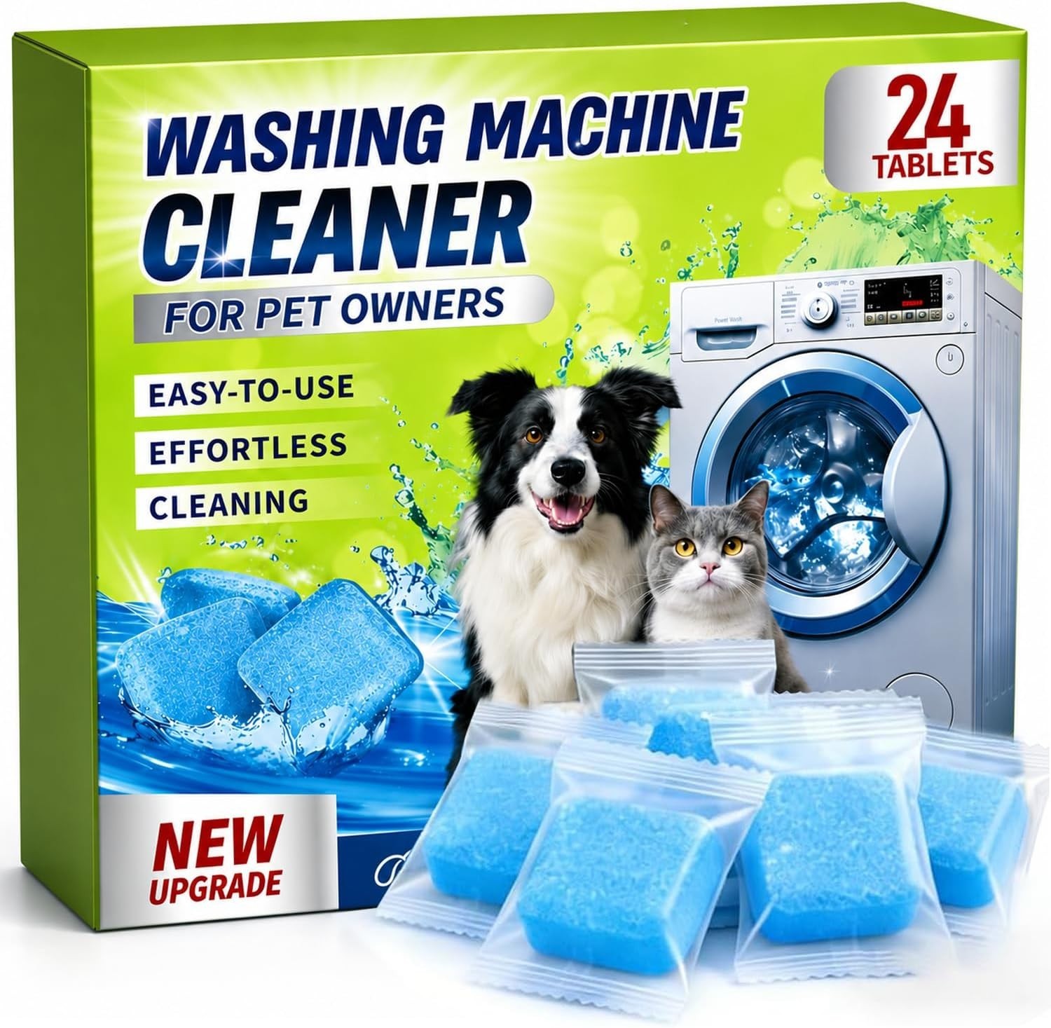 Enzyme Washing Machine Cleaner Tablets for Pet Owners, 24 Count (Pack of 1)