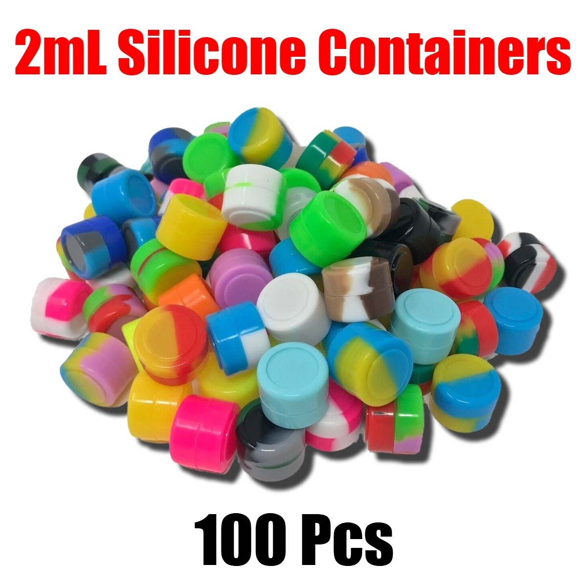 2ml Silicone Container Jar Multi Color Round Non-Stick Wholesale Lot 100 Pcs