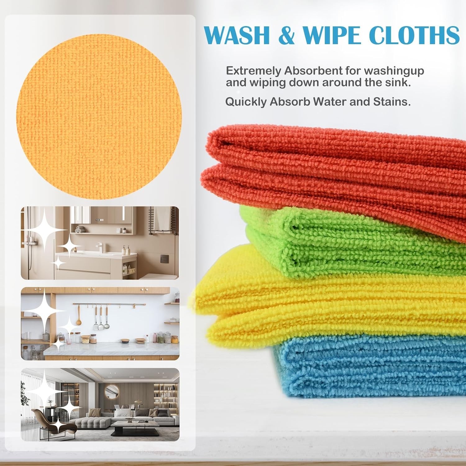 Microfiber Cleaning Cloth Set of 50 Towel Rag Car Polishing Detailing No-Scratch