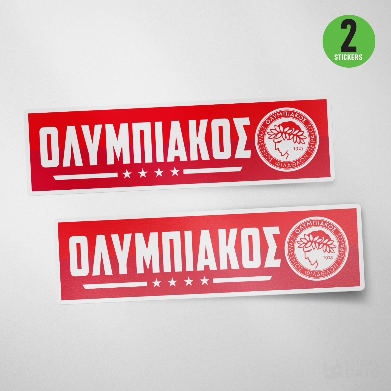 (2 pack) Olympiacos FC Greece Bumper Sticker Ολυμπιακός Athens Olympiakos