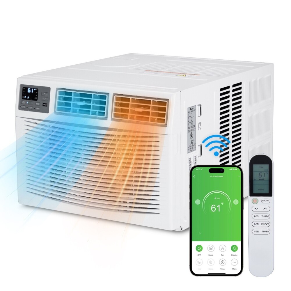 8,000 BTU AC Heat and Cool Window Air Conditioner With Wifi and Remote Control