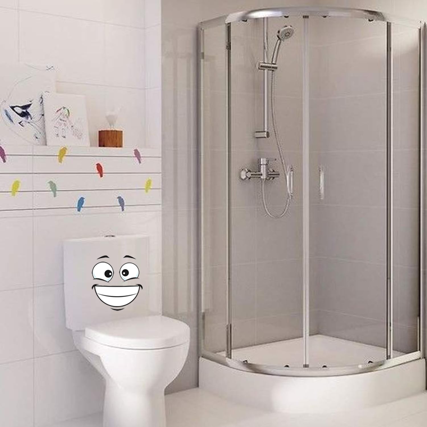 4Sheets Cartoon Face Stickers Self Adhesive Removable Funny Wall Trash Can Decor