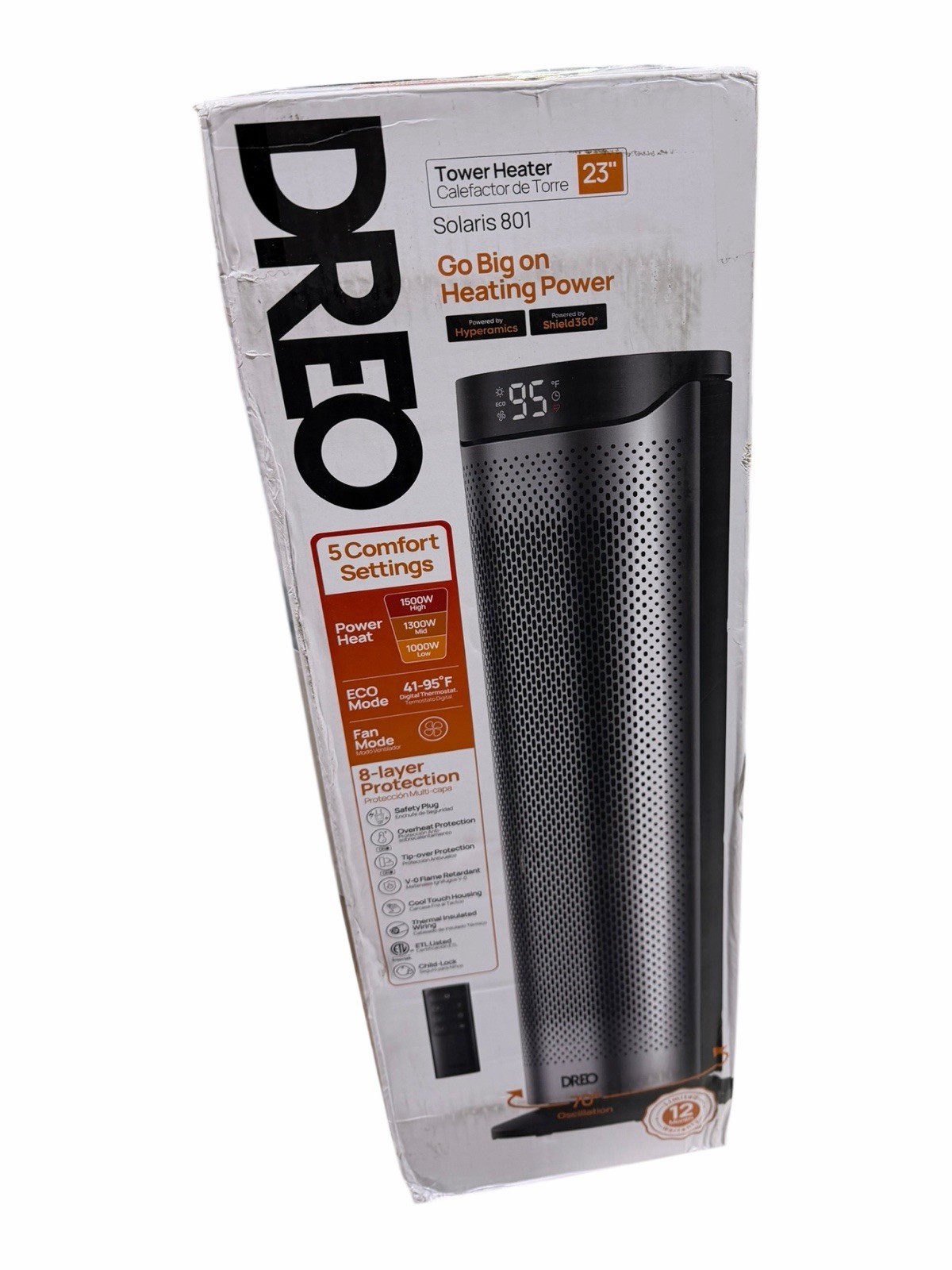 Dreo 1500W Solaris 801 Portable Oscillating Ceramic Space Heater