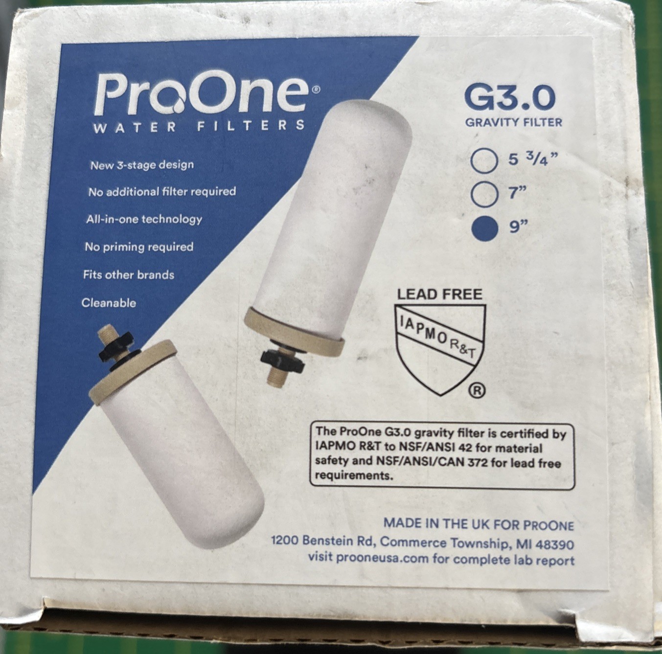 Big+ Gravity Water Filter ProOne G3.0 9″ Filter Elements