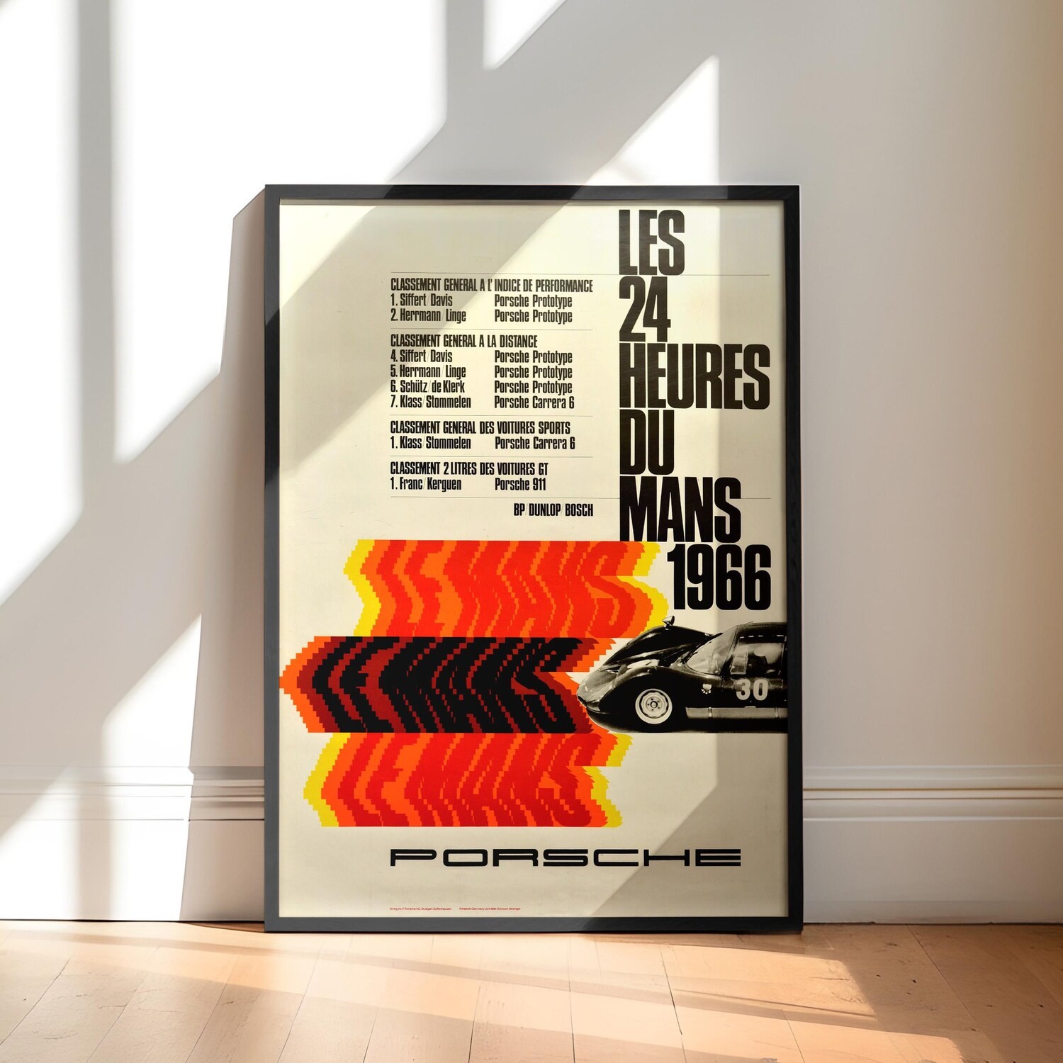 Porsche 906 Le Mans 1966 24 Hours Vintage Racing Poster Wall Art Decor Print