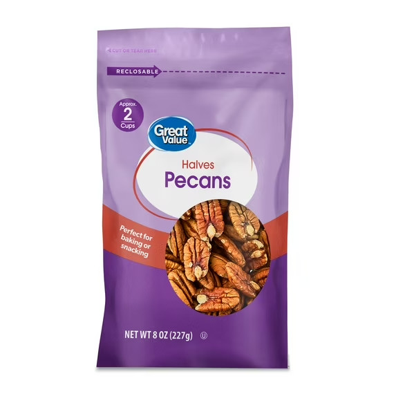 Great Value Pecan Halves, 8 oz – Fresh Whole Pecans, Baking & Snacking Nuts, Kos