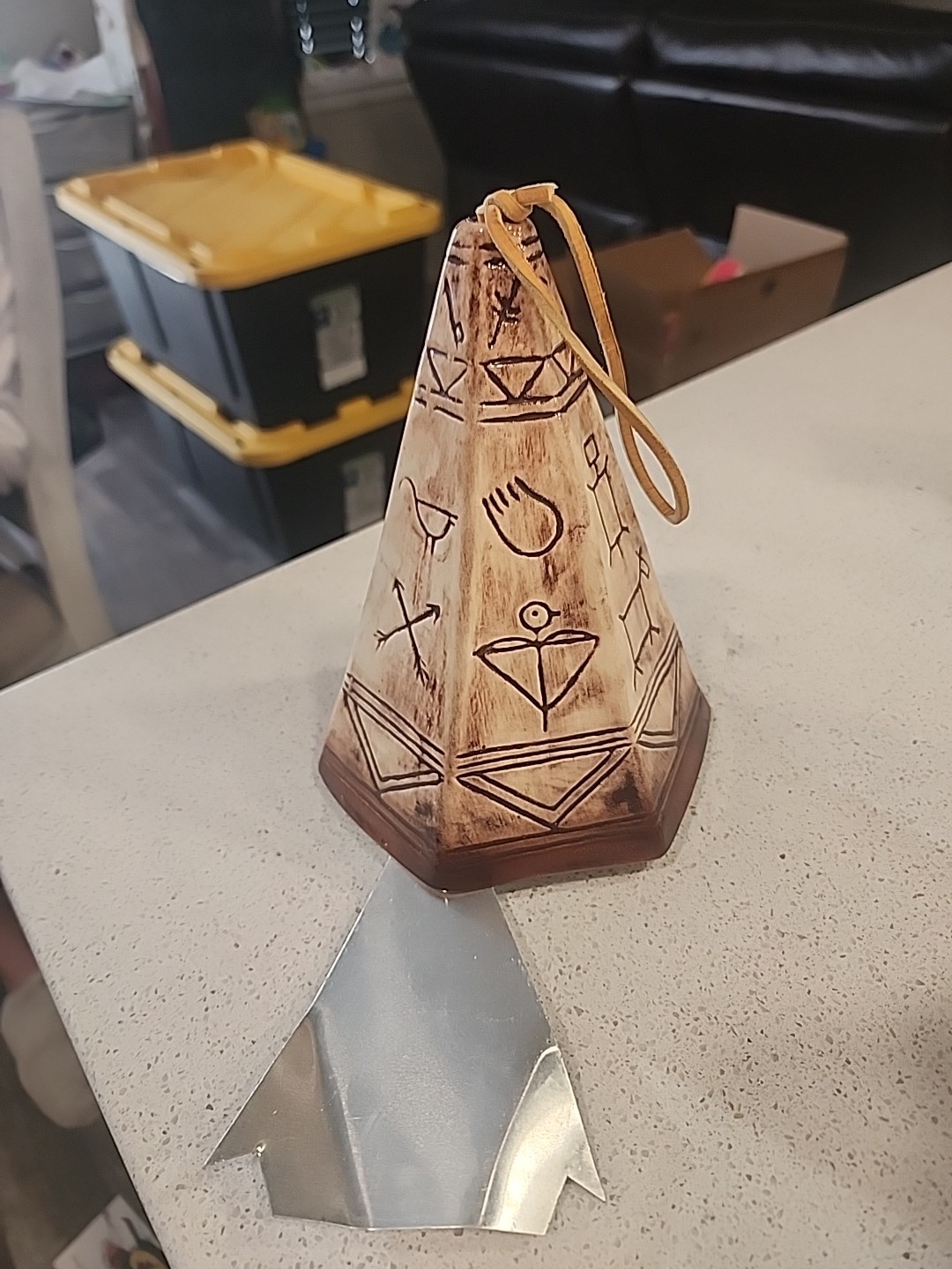Native American Teepee Hanging Wind Chime Porcelain Sculpture Artifact Design